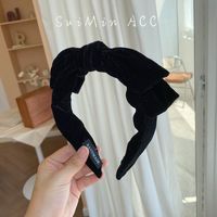 Korean Velvet Bow Headband Wide Side Headband Hair Accessories Wholesale sku image 1
