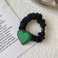 Korean Fashion Peach Heart Letter Pu Hairpin Bangs Green Heart Rubber Band Hair Rope sku image 3