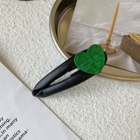 Korean Fashion Peach Heart Letter Pu Hairpin Bangs Green Heart Rubber Band Hair Rope sku image 5