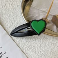 Korean Fashion Peach Heart Letter Pu Hairpin Bangs Green Heart Rubber Band Hair Rope sku image 7