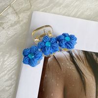 Korean Simple Wool Flower Catch Clip Fashion Cute Rhinestone Small Plush Hair Catch Wholesale sku image 4