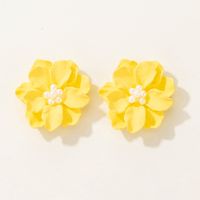 Retro Flower Plating Alloy Pearl Earrings sku image 9