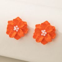 Retro Flower Plating Alloy Pearl Earrings sku image 5