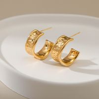 Hip-hop Irregular Copper-plated 18k Gold Earrings Retro Matte Earrings main image 3