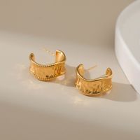 Hip-hop Irregular Copper-plated 18k Gold Earrings Retro Matte Earrings main image 4