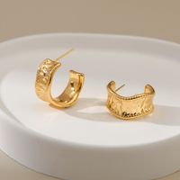 Hip-hop Irregular Copper-plated 18k Gold Earrings Retro Matte Earrings main image 5