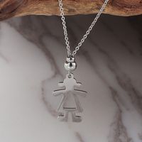 Fashion Stainless Steel Creative Little Girl Necklace Earrings Set Wholesale main image 3