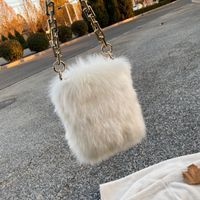 Plush Small Bag Women's Bag 2021 New Cute Fashion Autumn And Winter Fur Chain Shoulder Bag Underarm Bucket Bag main image 4