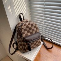 2021 New Fashion Checkerboard Backpack Autumn And Winter Texture Backpack main image 1