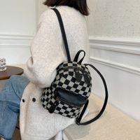 2021 New Fashion Checkerboard Backpack Autumn And Winter Texture Backpack main image 5