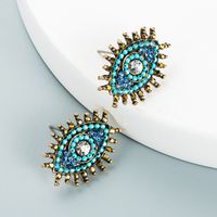 Retro Alloy Spray Paint Diamond Color Rhinestones Devil's Eye Earrings Wholesale Nihaojewelry sku image 3