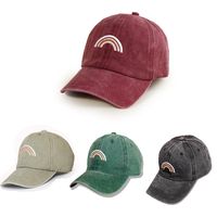 Wine-red Hat Women's Rainbow Washed Baseball Cap Wide Brim Sunshade All-match Face-looking Small Peaked Cap Men's Korean-style Fashion main image 1