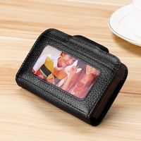 Cross-border Supply Genuine Leather Women's Multi-card Expanding Card Holder Rfid Card Clamp Customized Logo For Advertising Gifts Credit Card Cover sku image 1