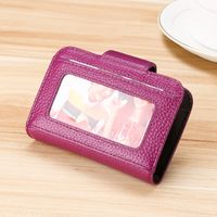 Cross-border Supply Genuine Leather Women's Multi-card Expanding Card Holder Rfid Card Clamp Customized Logo For Advertising Gifts Credit Card Cover sku image 3