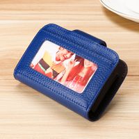 Cross-border Supply Genuine Leather Women's Multi-card Expanding Card Holder Rfid Card Clamp Customized Logo For Advertising Gifts Credit Card Cover sku image 4