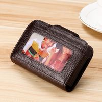 Cross-border Supply Genuine Leather Women's Multi-card Expanding Card Holder Rfid Card Clamp Customized Logo For Advertising Gifts Credit Card Cover sku image 5