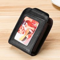 Cross-border Supply Genuine Leather Women's Multi-card Expanding Card Holder Rfid Card Clamp Customized Logo For Advertising Gifts Credit Card Cover sku image 6
