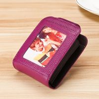 Cross-border Supply Genuine Leather Women's Multi-card Expanding Card Holder Rfid Card Clamp Customized Logo For Advertising Gifts Credit Card Cover sku image 8