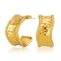 Hip-hop Irregular Copper-plated 18k Gold Earrings Retro Matte Earrings sku image 1
