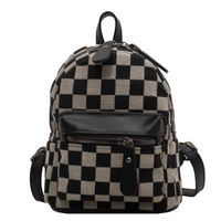 2021 New Fashion Checkerboard Backpack Autumn And Winter Texture Backpack sku image 2