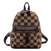 2021 New Fashion Checkerboard Backpack Autumn And Winter Texture Backpack sku image 3