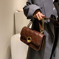 Lingge Estilo Occidental Pequeño Bolso Cuadrado Textura Bolso De Cadena Hombro Retro Bolso De Mensajero Casual sku image 3