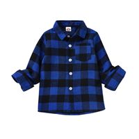2021 Autumn New Boys' Plaid Shirt Casual Top Letter Printed Children's Handsome Shirt Boys' Clothing sku image 7