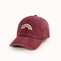 Wine-red Hat Women's Rainbow Washed Baseball Cap Wide Brim Sunshade All-match Face-looking Small Peaked Cap Men's Korean-style Fashion sku image 1