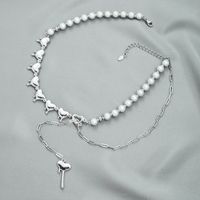 Fashion Personality Gloss Pearl Love Pendant Necklace Hip Hop Style Clavicle Chain Accessories main image 2