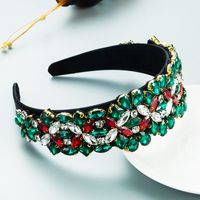 Baroque Retro Wide-brimmed Stained Glass Drill Christmas Heavy Industry Headband main image 5