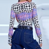 Sexy Rose Red Print Long-sleeved Top Bottoming Shirt Wholesale main image 6