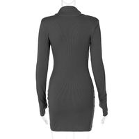 Women's 2021 New Autumn And Winter Fashion High-neck Zipper Long-sleeved Finger Sleeve Dress main image 9