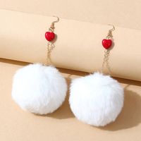 European And American Wild Creative Small Fresh And Explosive Resin Peach Heart Fluffy Earrings main image 1