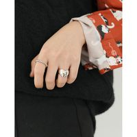Korean Version Of S925 Sterling Silver Ring Simple And Versatile Heart-shaped Wide Open Female Ring Personalized Silver Ring main image 5