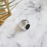 Korean S925 Sterling Silver Simple Epoxy Wide Face Open Women's Ring Ring Student Silver Jewelry main image 4