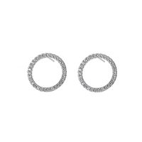Ea012 Korean Version Of S925 Sterling Silver Micro-inlaid Zircon Hollow Geometric Circle Earrings main image 6