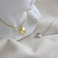 Xb044 Korean Style S925 Sterling Silver Necklace Geometric Irregular Ring Round Brand Women's Necklace Clavicle Necklace Silver Charm main image 3