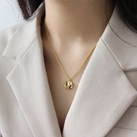 Xb044 Korean Style S925 Sterling Silver Necklace Geometric Irregular Ring Round Brand Women's Necklace Clavicle Necklace Silver Charm main image 4