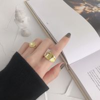 Korean S925 Sterling Silver Ring Ins Minimalist Irregular Face Open Female Ring Personality Wild Silver Jewelry main image 4