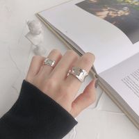 Korean S925 Sterling Silver Ring Ins Minimalist Irregular Face Open Female Ring Personality Wild Silver Jewelry main image 5