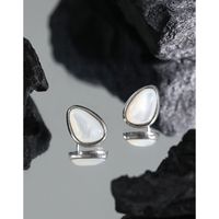596 Korean Version Of Design Sense Drop-shaped Shell Stone S925 Sterling Silver Earrings main image 6