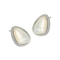 596 Korean Version Of Design Sense Drop-shaped Shell Stone S925 Sterling Silver Earrings main image 3