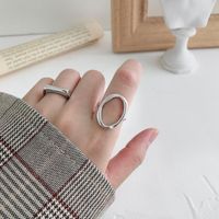 Korean Version Of S925 Sterling Silver Ring Ins Simple Geometric Irregular Hollow Ring Female Japan And South Korea main image 4