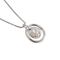 Xa283 Korean Style S925 Sterling Silver Necklace Ins Simple And Irregular Concave Ring Tag Women's Necklace Silver Charm main image 6