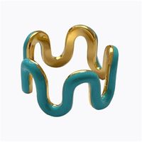 Net Red Wind Painting Oil Wave Ring Copper Plated Real Gold Ring Simple Elegant Solid Color Bracelet In Stock Wholesale main image 1