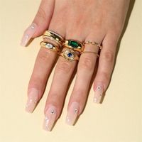 Hot-selling Ring Classic Devil's Eye Bracelet Copper Plated 18k Gold Sapphire Open Ring main image 3
