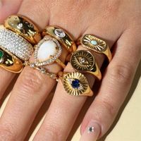Hot-selling Ring Classic Devil's Eye Bracelet Copper Plated 18k Gold Sapphire Open Ring main image 4