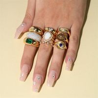 Hot-selling Ring Classic Devil's Eye Bracelet Copper Plated 18k Gold Sapphire Open Ring main image 5