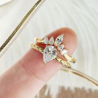 Water Drop Crown Ring Copper Plated Real Gold Color Preserving Jewelry Creative Combination Finger Ring main image 4