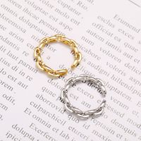 Cross-border New Chain Ring Opening Adjustable Geometric 18k Gold Hip-hop Multi-layer Hollow Copper Ring main image 5